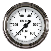 Classic Instruments White Hot 2-1/8" Cylinder Head Tempature Gauge - WH197SLF