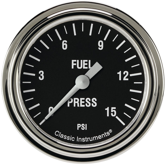 Classic Instruments Hot Rod 2-5/8" Fuel Pressure Gauge (15 PSI) - HR345SLF
