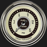 Classic Instruments Nostalgia VT 2 5/8" Fuel Pressure Gauge, 15 psi - NT345SLC