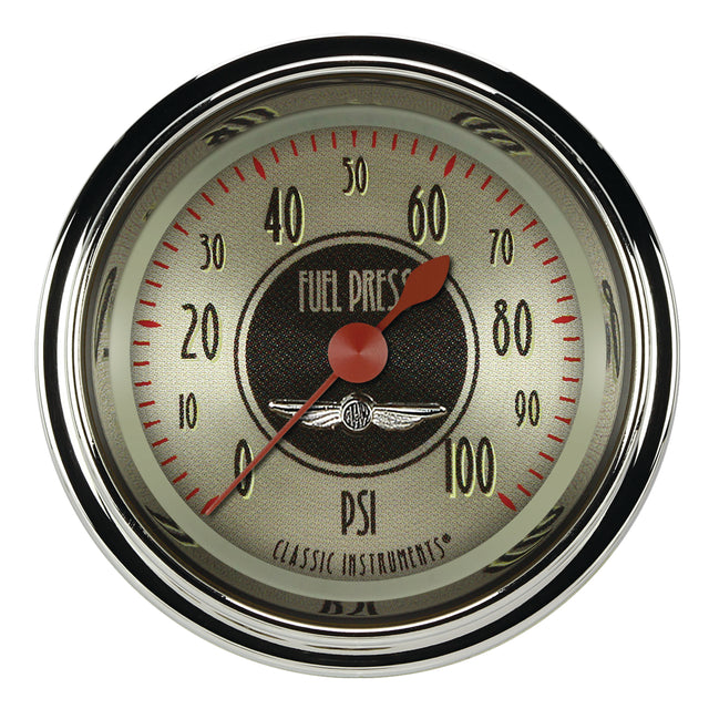 Classic Instruments All American Nickel 2 1/8" Fuel Pressure Gauge, 100 psi - AN146SHC