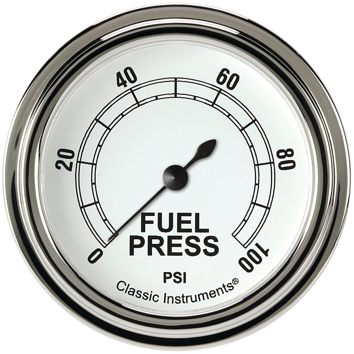 Classic Instruments Classic White 2-5/8" Fuel Pressure Gauge (100 PSI) - CW346SLF