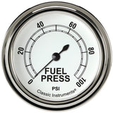 Classic Instruments Classic White 2-5/8" Fuel Pressure Gauge (100 PSI) - CW346SLF