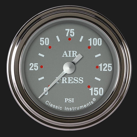 Classic Instruments Silver Gray 2 1/8" Air Pressure Gauge - SG118SLF
