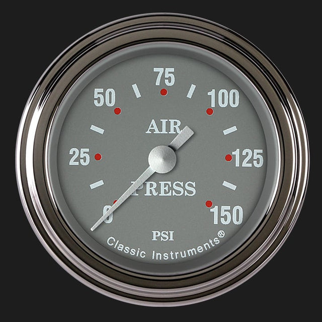 Classic Instruments Silver Gray 2 1/8" Air Pressure Gauge - SG118SLF
