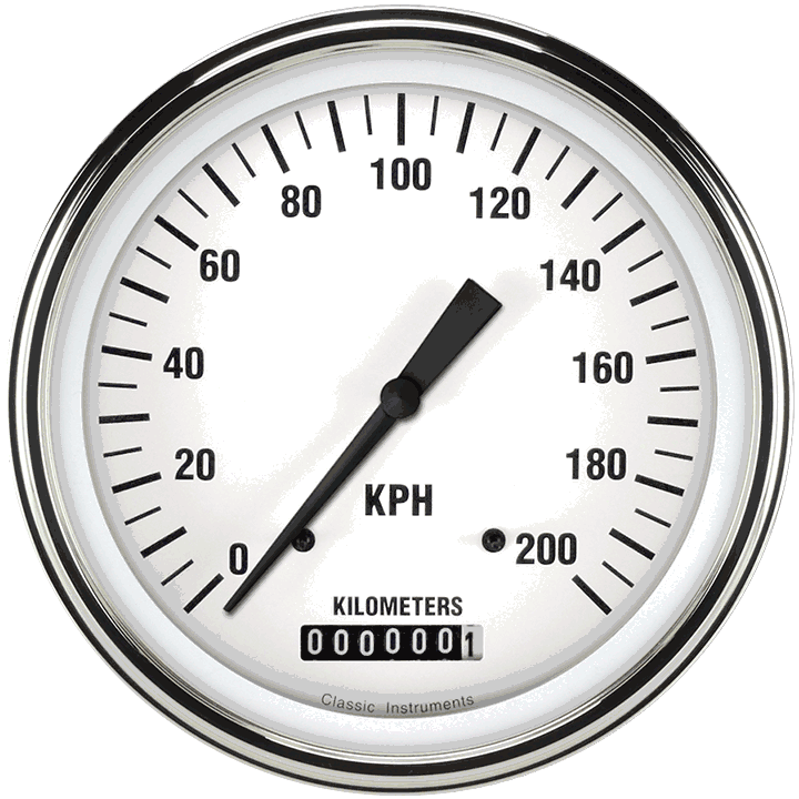 Classic Instruments WHITE HOT 5IN SPEEDO 200 KPH - WH58SLC