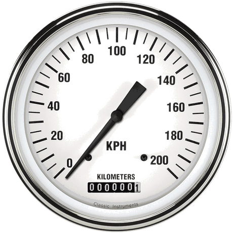 Classic Instruments WHITE HOT 5IN SPEEDO 200 KPH - WH58SLC