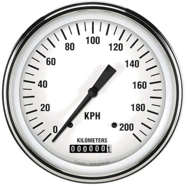 Classic Instruments WHITE HOT 5IN SPEEDO 200 KPH - WH58SLC