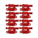 MSD Ignition Coil - Blaster Series - Gen V GDI Engine - Red - 8-Pack - Square - 82668