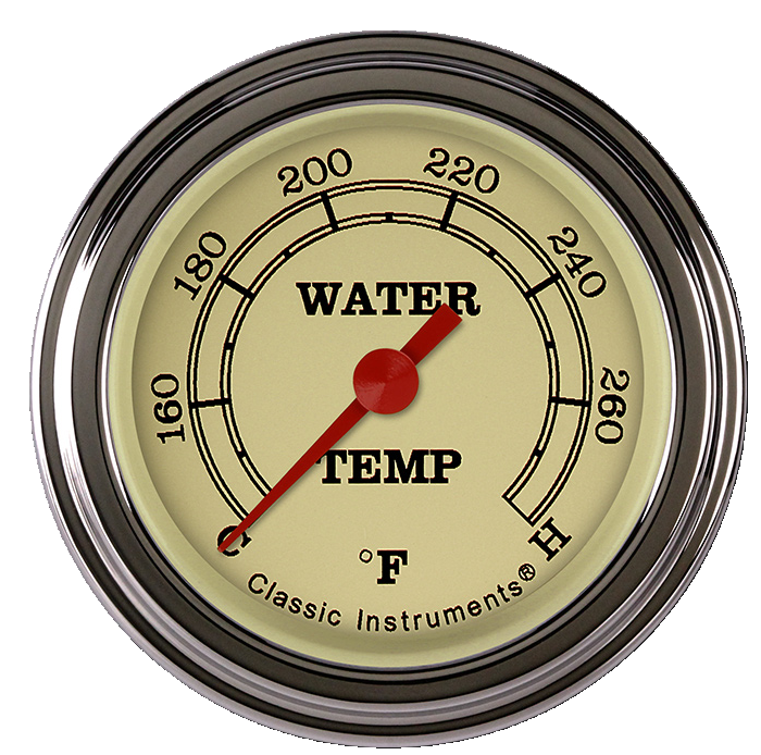Classic Instruments Vintage 2 1/8" Full Sweep Water Temperature Gauge - VT126SLF-12