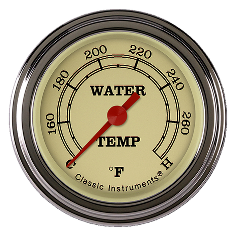 Classic Instruments Vintage 2 1/8" Full Sweep Water Temperature Gauge - VT126SLF-12