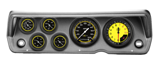 Classic Instruments 70-76 DUSTER AUTO CROSS YELLOW FS 6ga SET-MOPA - CDDU70AXY101BA