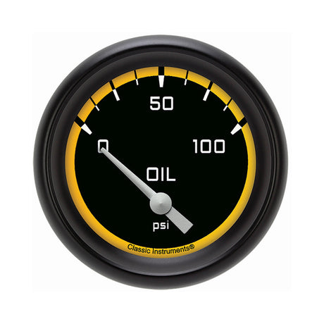 Classic Instruments Autocross Yellow 2 5/8" Oil Pressure Gauge - AX281YBPF