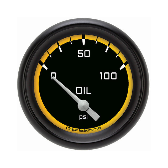 Classic Instruments Autocross Yellow 2 5/8" Oil Pressure Gauge - AX281YBPF