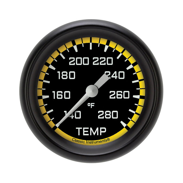 Classic Instruments AutoCross Yellow 2 5/8" Full Sweep Water Temperature Gauge - AX326YBPF-06