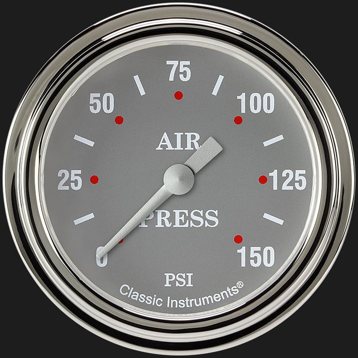 Classic Instruments Silver Gray 2 5/8" Air Pressure Gauge - SG318SLF