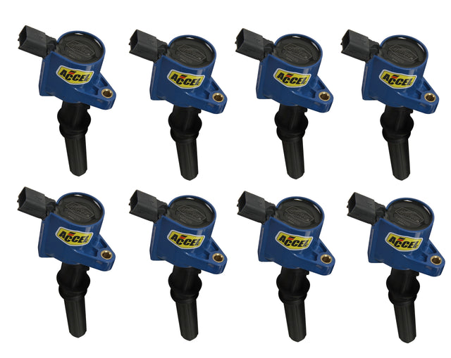 ACCEL Ignition Coil - SuperCoil - 1998-2008 Ford 4.6L/5.4L/6.8L 2-valve -Blue - 8-Pack - 140032B-8