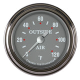 Classic Instruments Silver Gray 2-1/8" Outside Air Tempature Gauge - SG199SLF