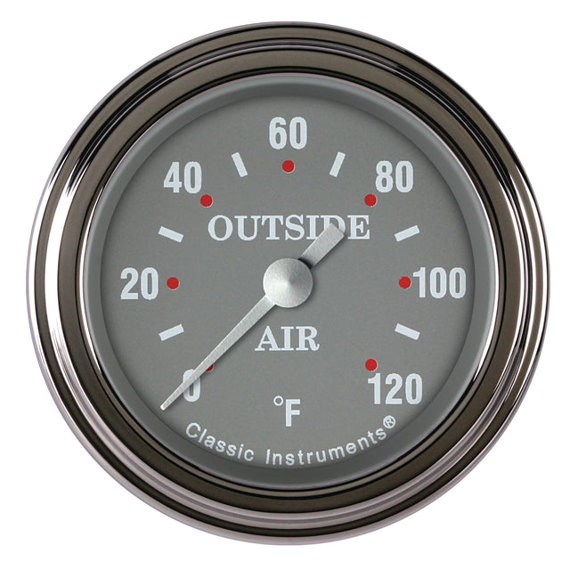 Classic Instruments Silver Gray 2-1/8" Outside Air Tempature Gauge - SG199SLF