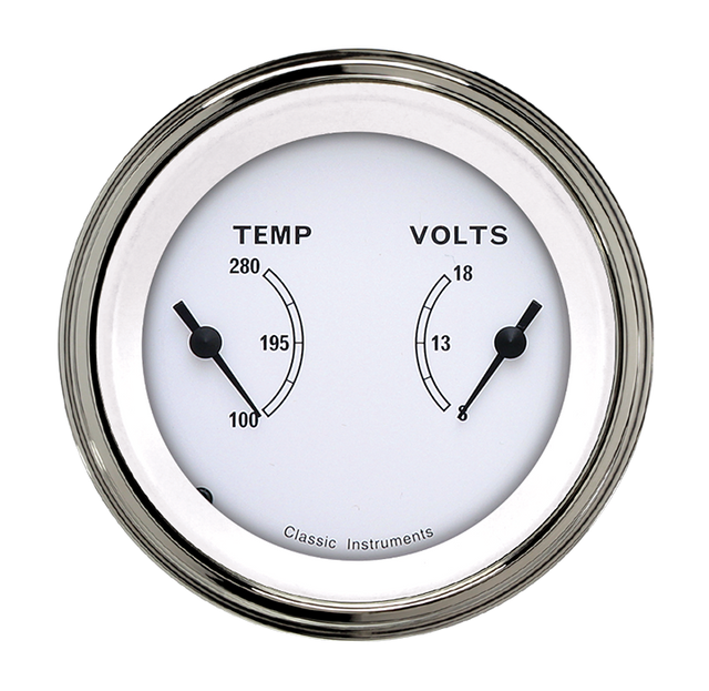 Classic Instruments CLASSIC WHITE 3IN DUAL - TEMP & VOLT - CW74SLC