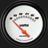 Classic Instruments Velocity White 2 5/8" Volt Gauge - VS230WBLF