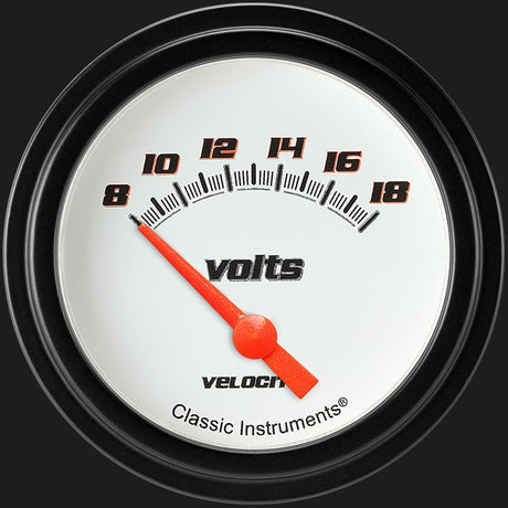 Classic Instruments Velocity White 2 5/8" Volt Gauge - VS230WBLF
