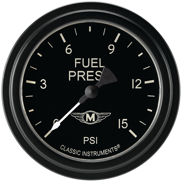 Classic Instruments Moal Bomber 2-5/8" Fuel Pressure Gauge (15 PSI) - MA345BLF