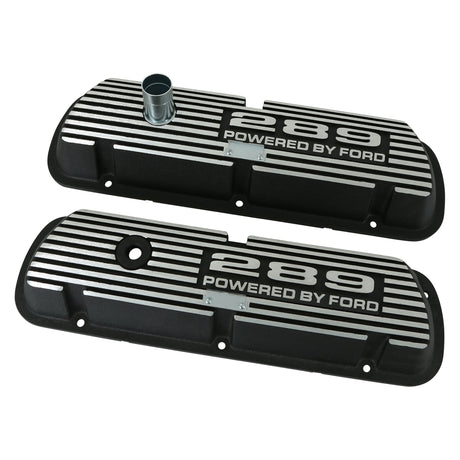 Scott Drake 289 Aluminum Valve Covers Black Powder Coat - 6A582-289