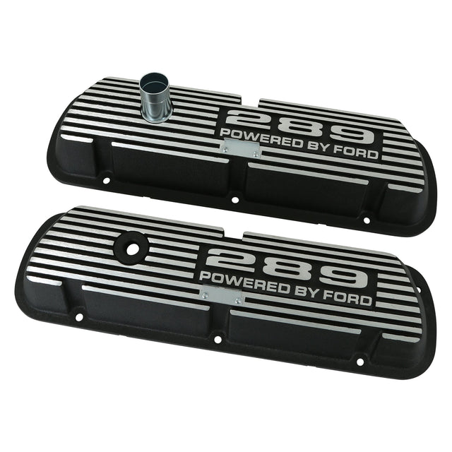 Scott Drake 289 Aluminum Valve Covers Black Powder Coat - 6A582-289