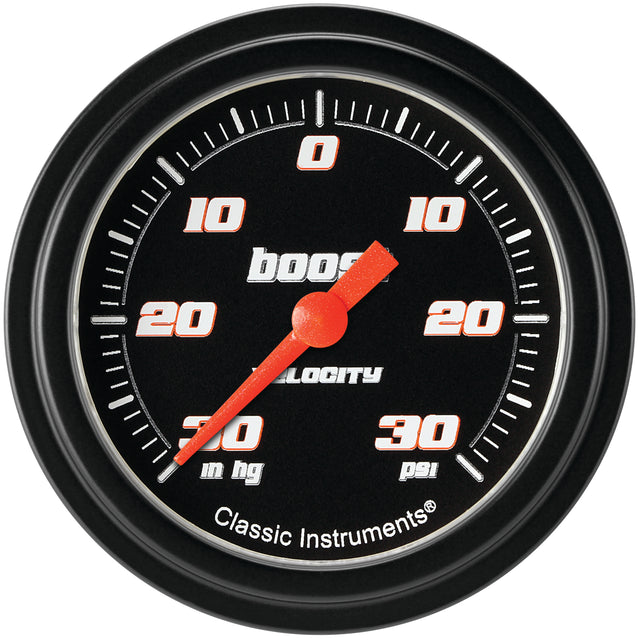 Classic Instruments Velocity Black 2-5/8" Boost/Vac Gauge - VS341BBLF