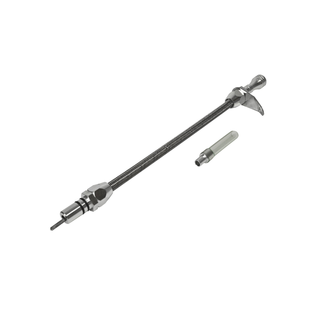 B&M Auto Transmission Dipstick & Tube - Billet Aluminum/Stainless Steel Braided - 22165