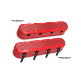 Holley 241-184 2-Piece Finned Valve Cover - Gen III/IV LS - Gloss Red Machined