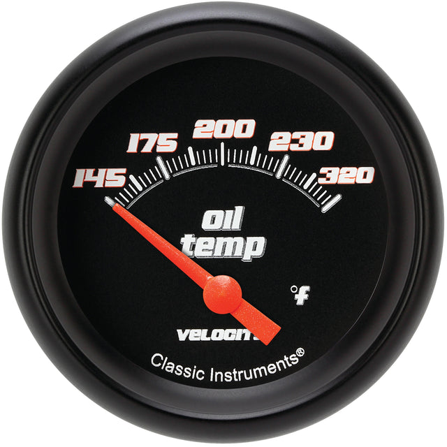 Classic Instruments Velocity Black 2-5/8" Oil Temperature Gauge - VS228BBPF