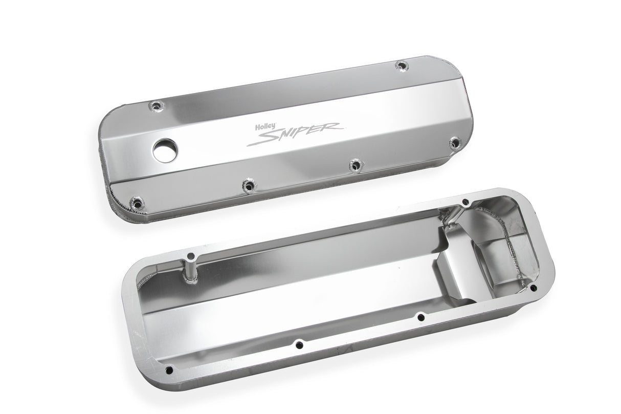 Holley 890007 Sniper Valve Cover - Fabricated Aluminum - Ford Big Block - Natural Anodized