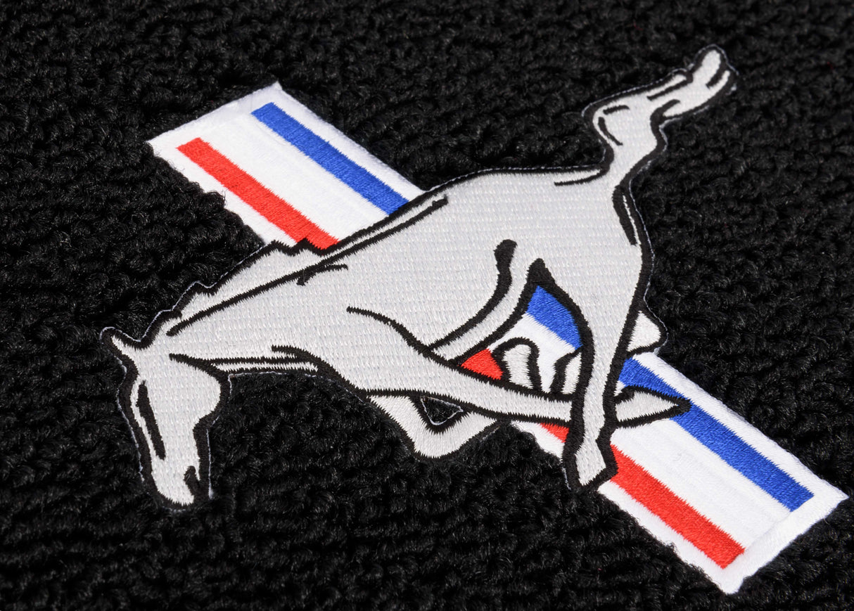 Scott Drake Embroidered Carpet Floor Mats Running Pony Logo Black - ACC-FM-EMB-BK