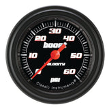 Classic Instruments Velocity Black 2-1/8" Boost Gauge (60 PSI) - VS143BBLF