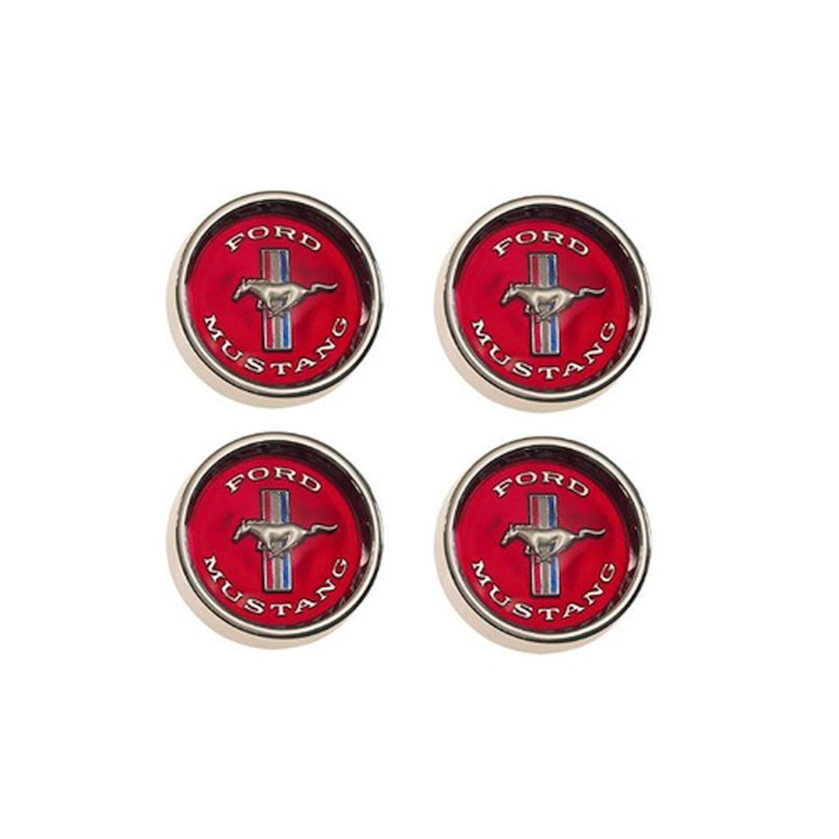 Scott Drake Styled Steel Hubcaps (Red Background) - C5ZZ-1130-WR