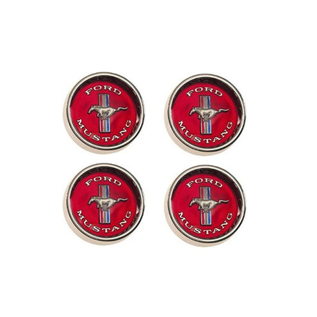 Scott Drake Styled Steel Hubcaps (Red Background) - C5ZZ-1130-WR