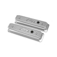 Holley 241-248 Vintage Finned Valve Cover - "" Script - SBC - Center Bolt - Polished