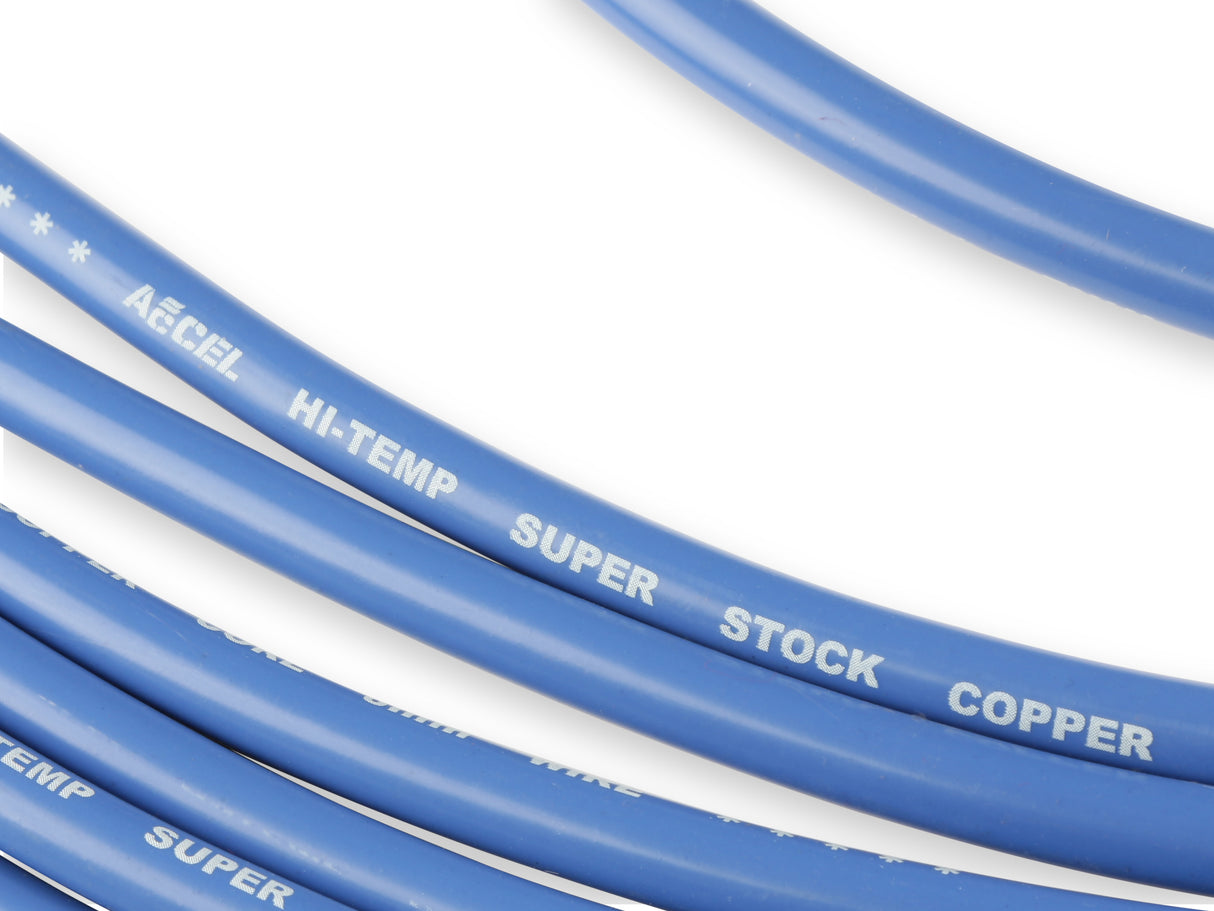 ACCEL Spark Plug Wire Set - Super Stock Copper Core 8mm - 90 Deg. Boots - Blue - 4039B