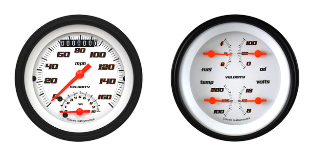 Classic Instruments Velocity White Two Gauge Set - VS32WBLF