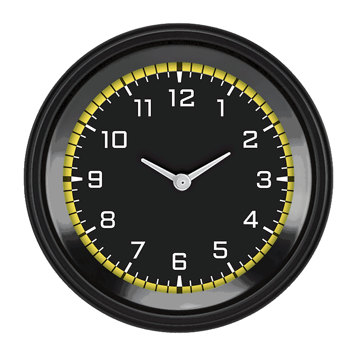 Classic Instruments AutoCross Yellow 3 3/8" Clock - AX93YBLF