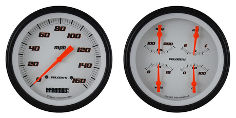 Classic Instruments Velocity White Two Gauge Set - VS52WBLF