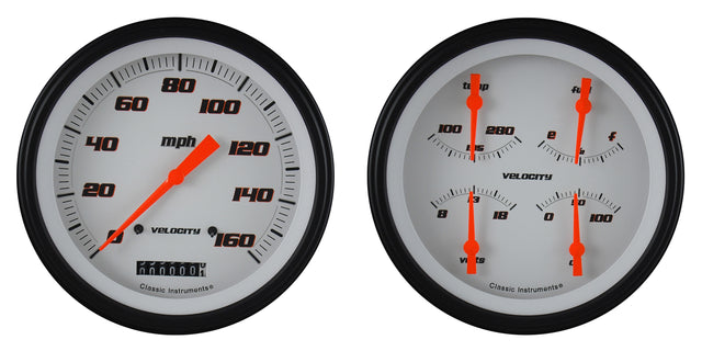 Classic Instruments Velocity White Two Gauge Set - VS52WBLF