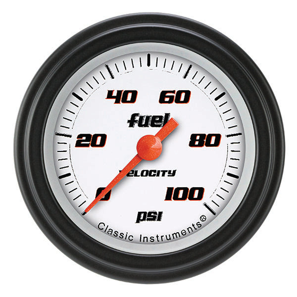 Classic Instruments Velocity White 2-1/8" Fuel Pressure Gauge (100 PSI) - VS146WBLF