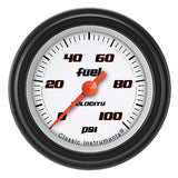 Classic Instruments Velocity White 2-1/8" Fuel Pressure Gauge (100 PSI) - VS146WBLF