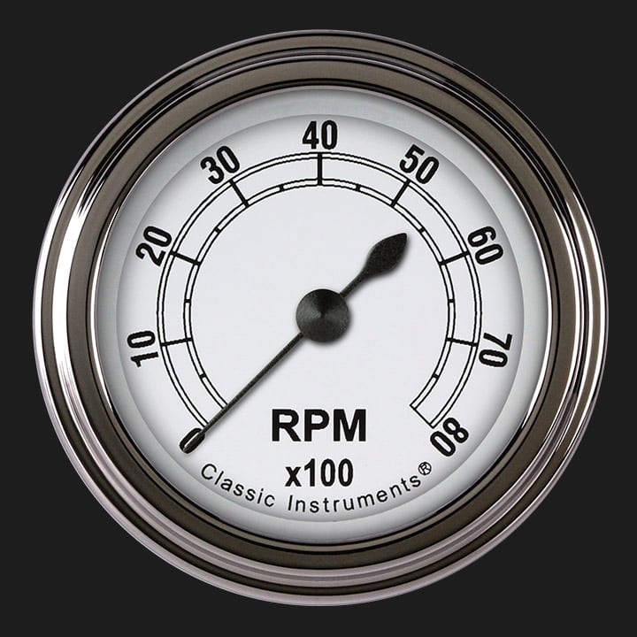 Classic Instruments Classic White 2 1/8" Tachometer - CW183SLF