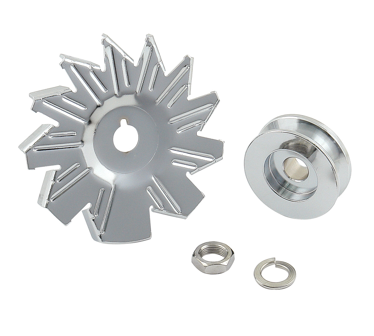 Mr Gasket Chrome Alternator Fan & Pulley - Chrome - 6808