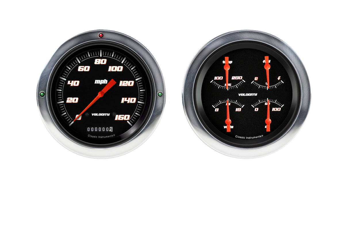 Classic Instruments Velocity Series Black 1954-55 Chevy Truck Package - CT54VSB52