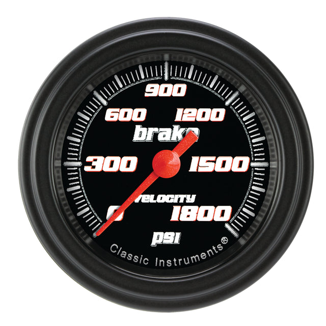Classic Instruments Velocity Black 2-1/8" Brake Pressure Gauge - VS167BBLF