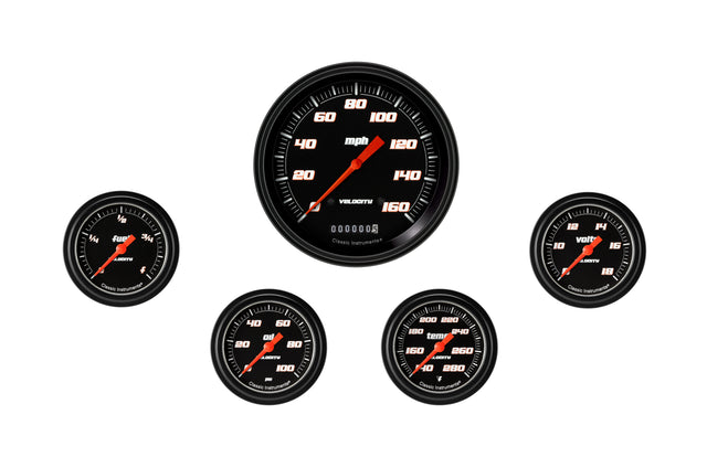Classic Instruments Velocity Black Five Gauge Set 354 - VS354BBLF